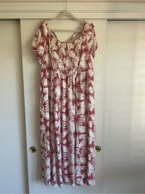 Torrid Maxi Tropical Beachy Summer Dress Palm Print 3X